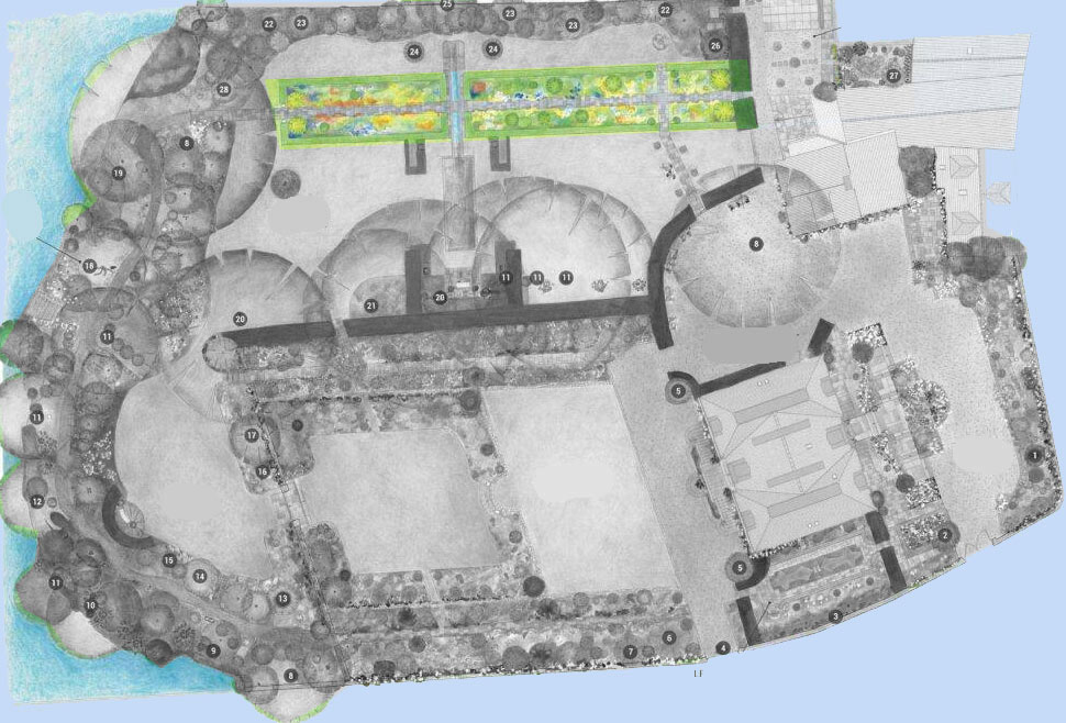 un Jardin en Ville: plan du massif doré