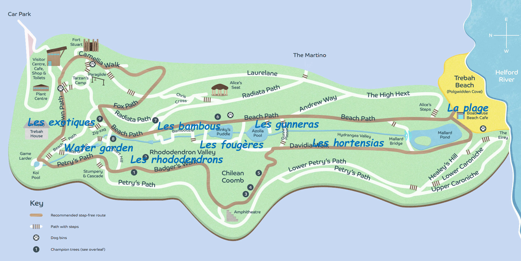 Trebah garden: plan